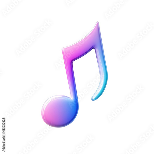 Vibrant colorful music note icon design element for digital projects 3d on transparent background