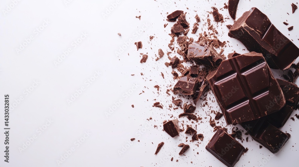 Fototapeta premium Chocolate On White. Dark Chocolate Bars Isolated on a White Background