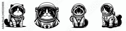 Ragdoll Cat in astronaut costume. Animal Space suit universe galaxy cartoon character clipart. Fluffy feline spacesuit attire cosmic kitty pet celestial garment.
