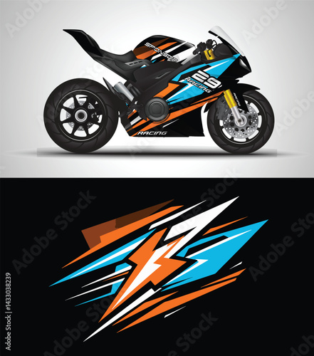 racing motorcycle on black background