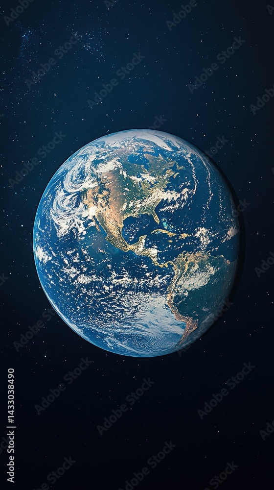 Fototapeta premium Earth at Night – HDR Photo with Architectural Precision, Deep Contrast, and Realistic Lighting in Ultra High Resolution