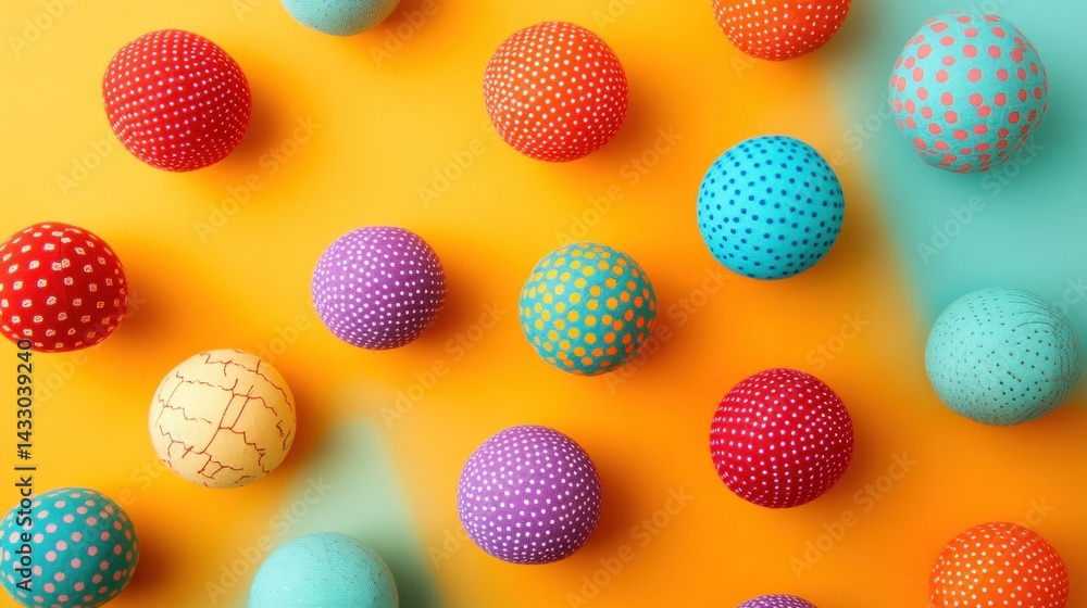 Fototapeta premium Colorful, decorative spheres arranged on a gradient background