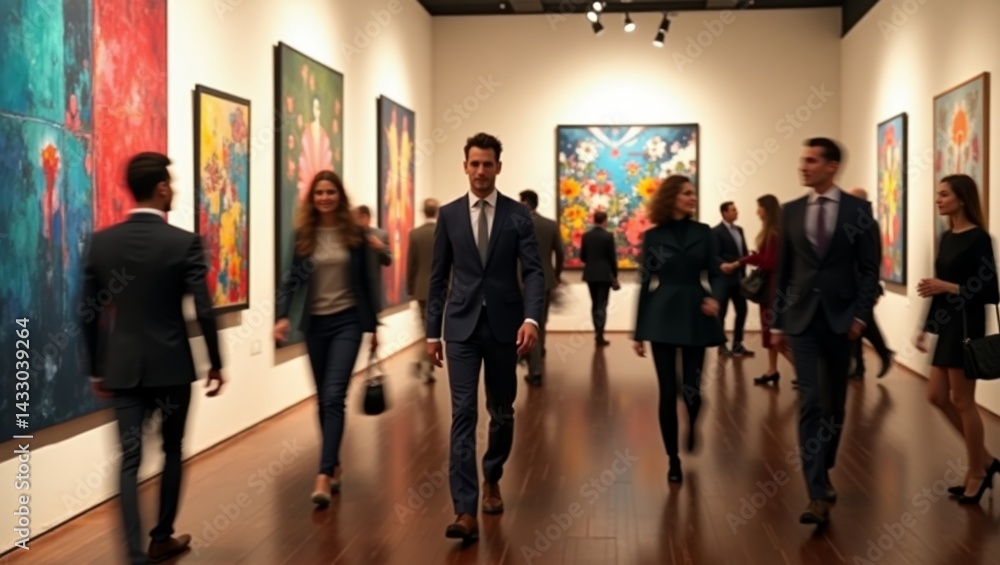 Fototapeta premium Art Gallery Event with Attendees
