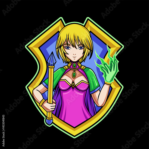 Vector graphic illustration of mage isolated on dark background suitable for e-sport and sports mascot logo