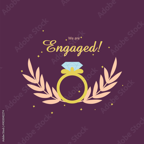 Illustration of Engagement Announcement. Engagement dinner party