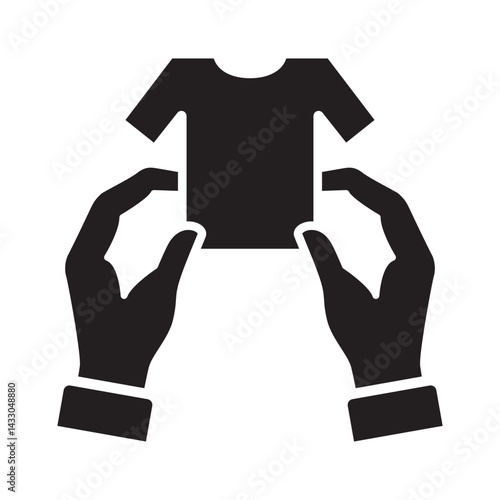 Hand giving cloth icon. Symbol of fundraising, compassion, philanthropy, giving, care, humanity. Vector illustration.