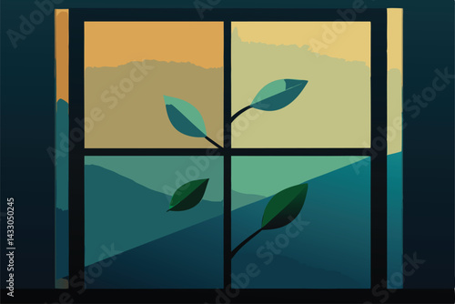 leaves clinging to misted glass window
