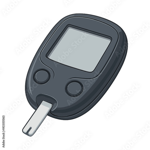 Realistic Vector Illustration of a Blood Glucose Meter – Digital Diabetes Test Device