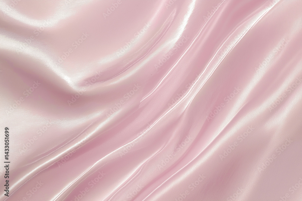 Obraz premium close-up view of a pink silky, pink fabric, highlighting its smooth and flowing texture. 