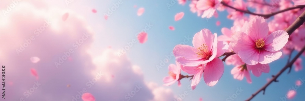 Yozakura petals floating softly on a cloudy background, ephemeral, nature Yozakura petals floating softly on a cloudy background, ephemeral, nature