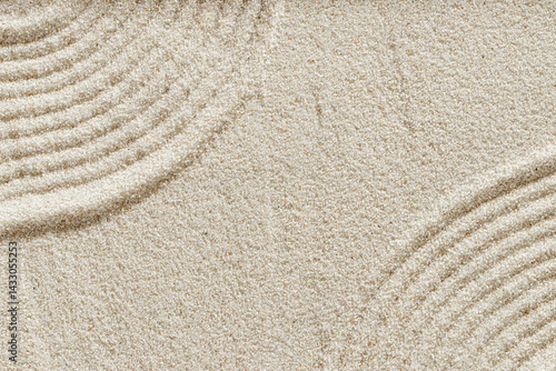 Obraz na płótnie Zen lines on sand, beauty sandy texture. Natural sand background for spa wellness, concept for relaxation balance and harmony, spirituality. Concentration and spirituality in Japanese zen garden w salonie