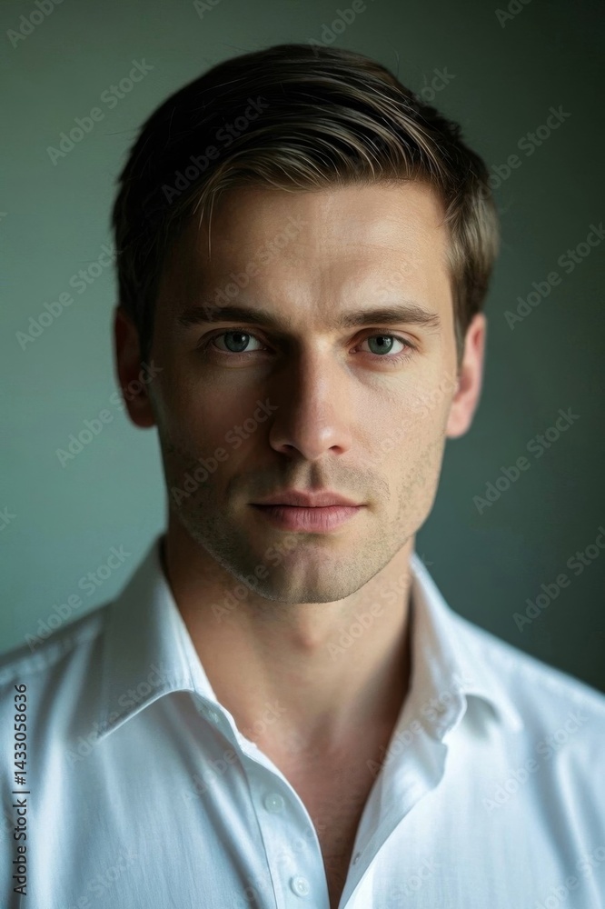 Fototapeta premium arafed man in a white shirt looking at the camera