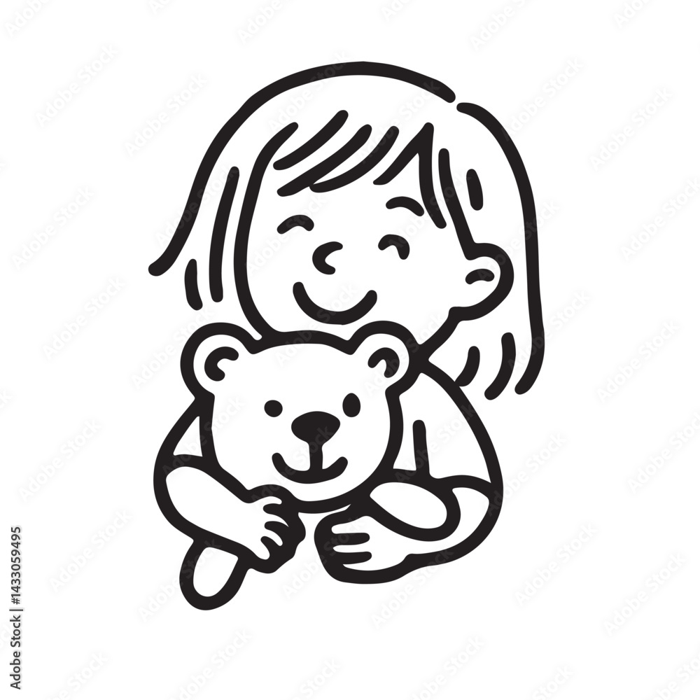 Hand Drawn Kids Playing with Dolls and Toy Figures Icon Set Hand Drawn Kids Playing with Dolls and Toy Figures Icon Set