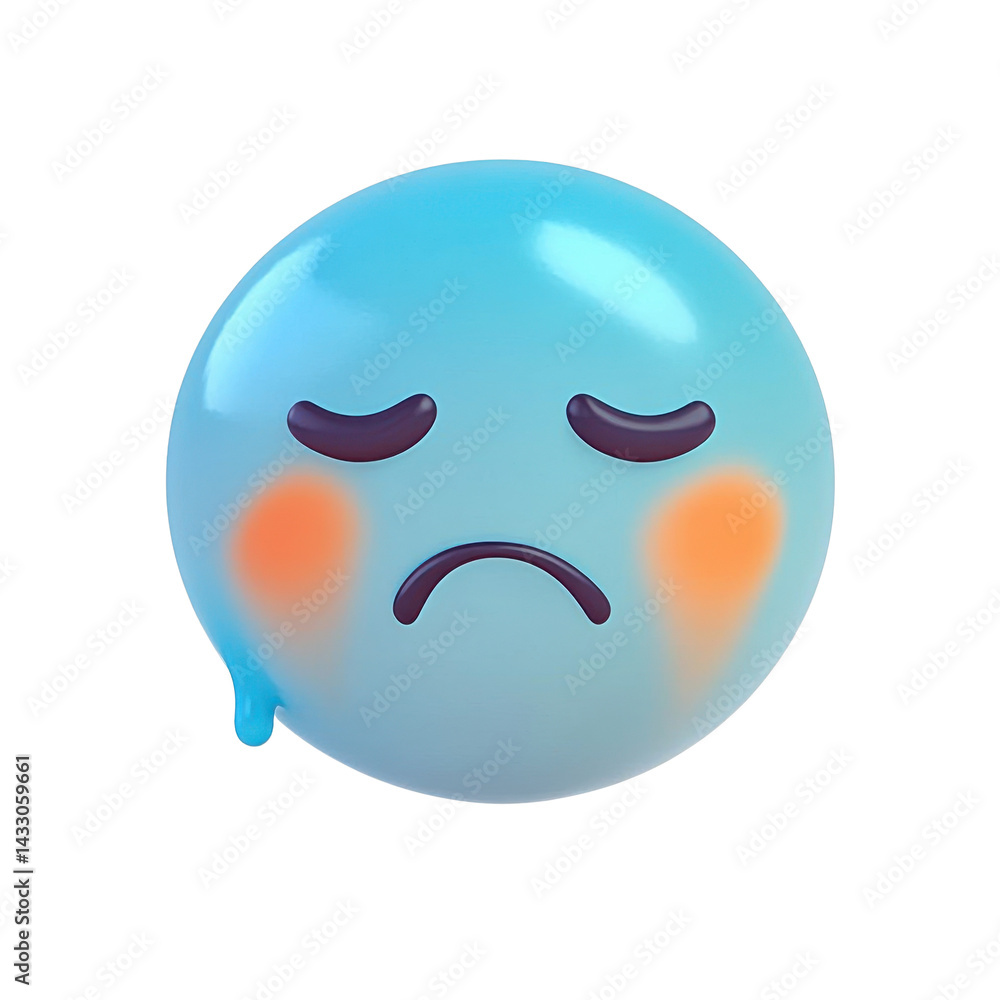 sad emoji on white background, 3d rendered. sad emoji on white background, 3d rendered.