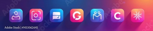 Colorful gradient app icons on a minimalist background, design, software, icons