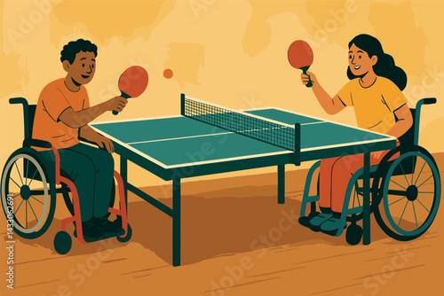 Adaptive sports icon set – flat style accessibility, inclusion, and wheelchair activities for empowerment: table tennis, basketball, swimming, cycling, tennis, rugby.