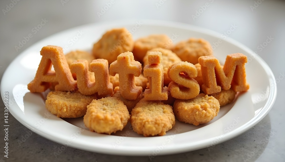 Nuggets Forming the Word 'Autism' Representing Selective Eating in Autism Nuggets Forming the Word 'Autism' Representing Selective Eating in Autism