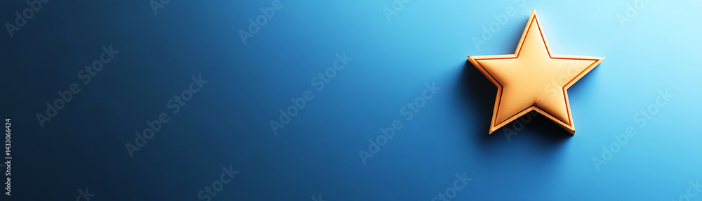 Fototapeta premium Single golden star on gradient blue background symbolizes excellence and achievement