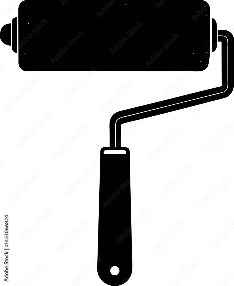 Paint Roller Silhouette Vector – Simple Black Painting Tool Illustration Paint Roller Silhouette Vector – Simple Black Painting Tool Illustration