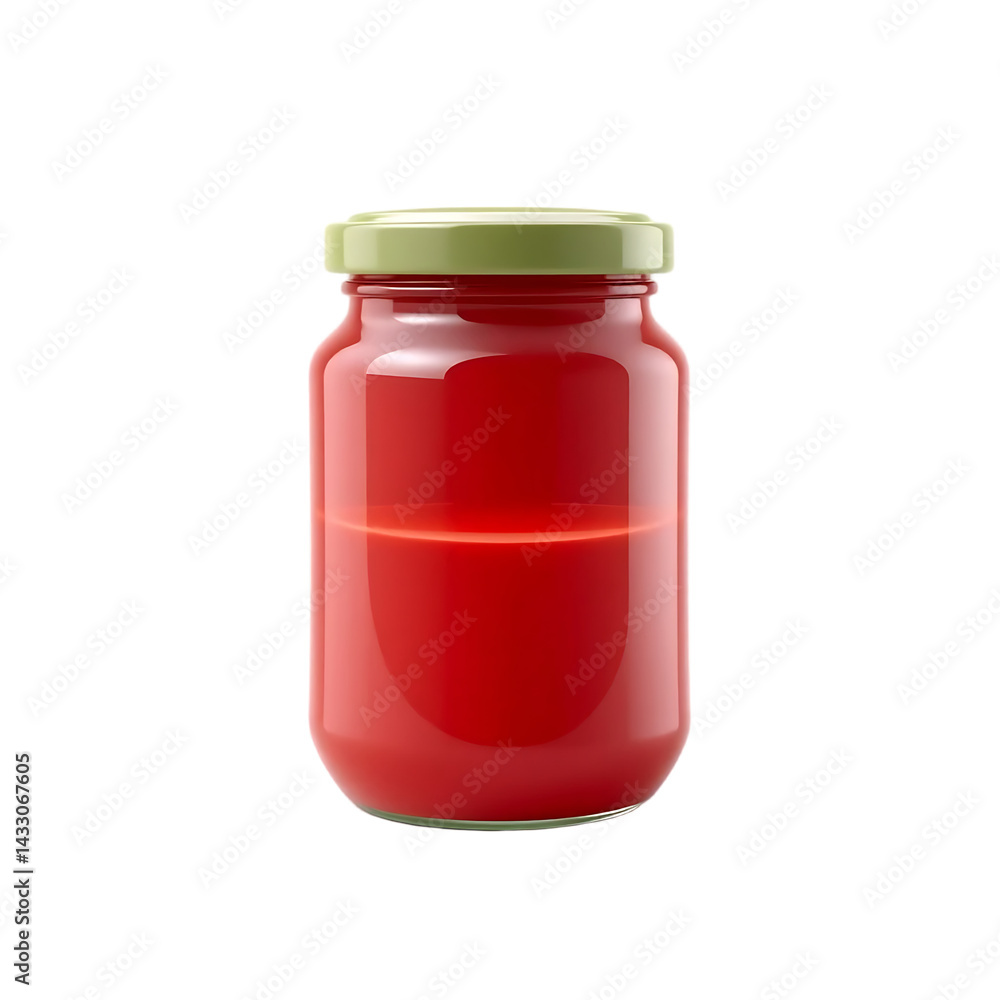 A jar of delicious and vibrant tomato sauce A jar of delicious and vibrant tomato sauce
