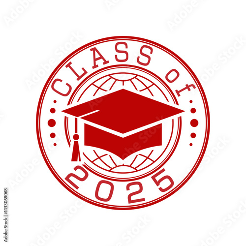 Glass of 2025 with a graduation cap. Vector illustration for design and theme design