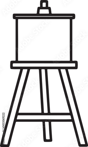 easel line art, black outline, vector and illustration, coloring book page line art drawing
