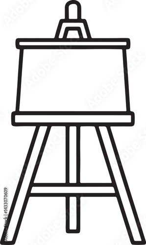 easel line art, black outline, vector and illustration, coloring book page line art drawing