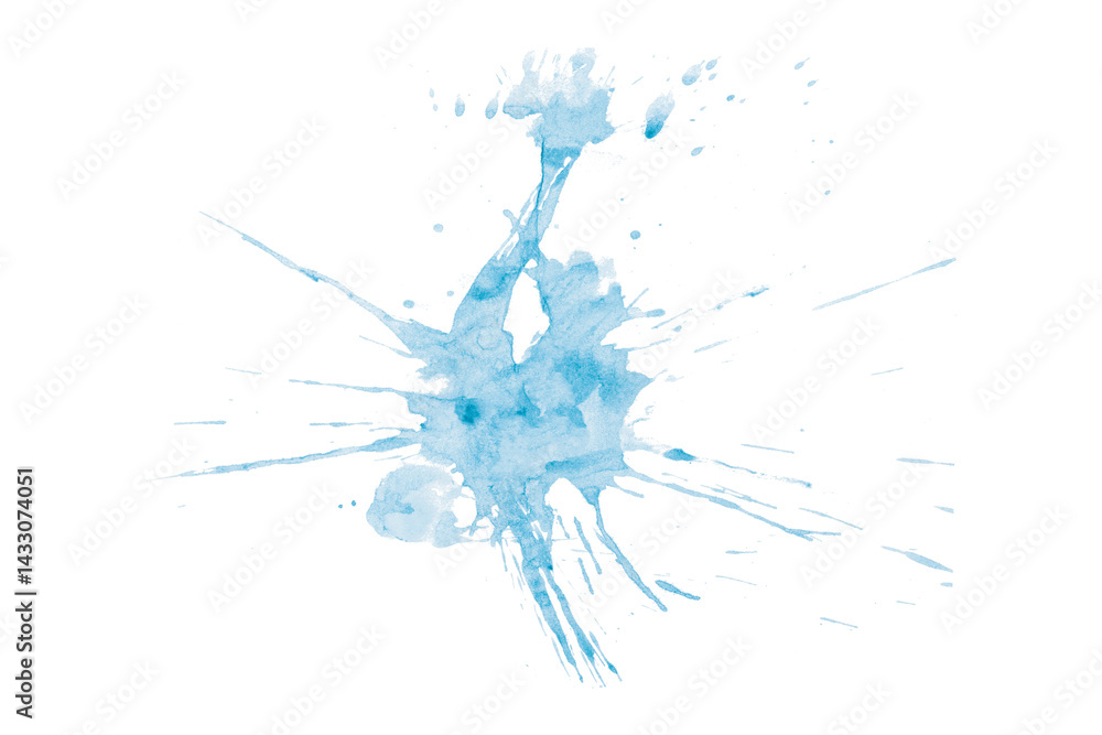 Fototapeta premium Light blue watercolor splash with dynamic splash effect on transparent background. Watercolor brush.