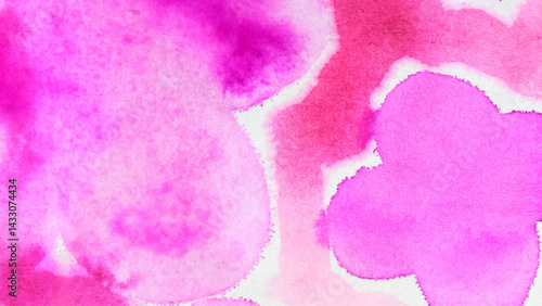 水彩で描いたピンクの模様、水彩絵の具で描いた花の絵、ピンク色の水彩絵の具で描いた背景イラスト