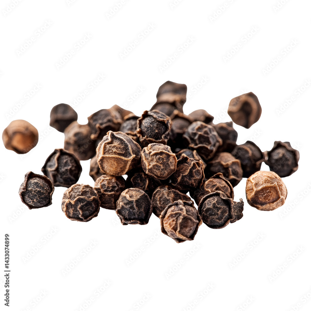 black peppercorns isolated on white background black peppercorns isolated on white background