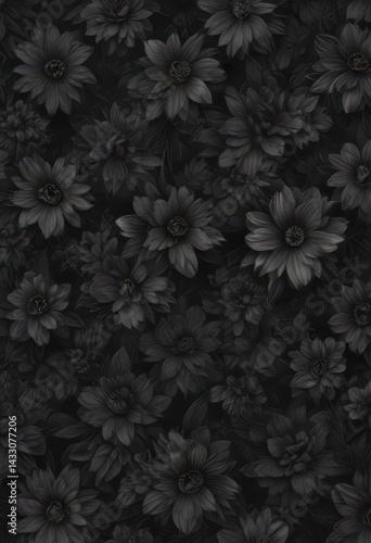 Wallpaper Mural Abstract charcoal floral wallpaper, dark tones, seamless repeat, intricate, shadows Torontodigital.ca