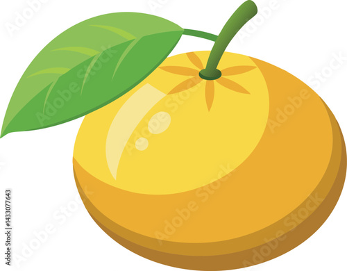 A vibrant vector art illustration of the delicious yuzu fruit, showcasing its fresh, citrusy appeal with bright, detailed design elements.
