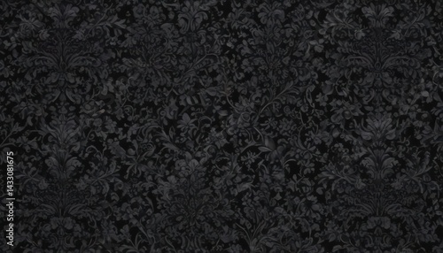 Intricate black damask, seamless floral vines , home decor, luxury