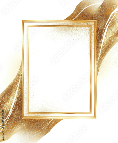 ornate gold frame with abstract floral design on white background.
