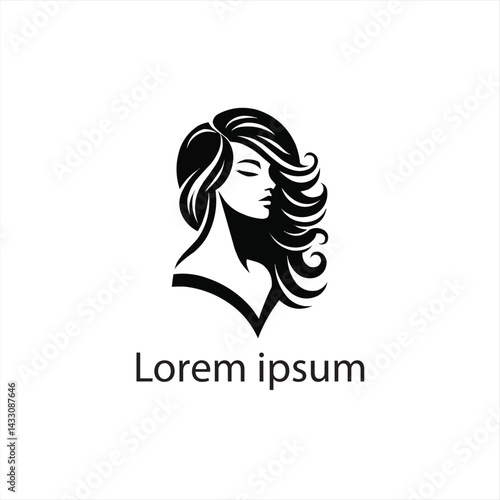 A black woman's hair cut logo design on a white background
