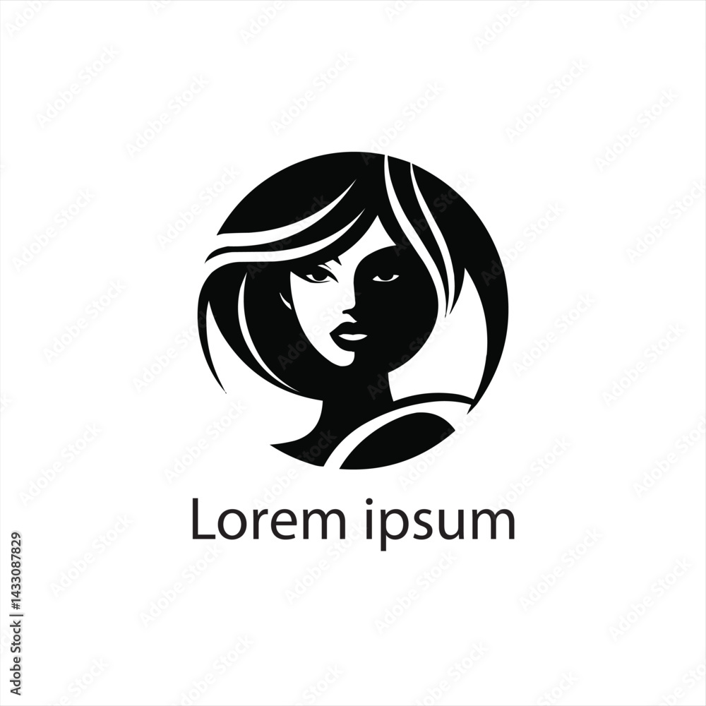 A black woman's hair cut logo design on a white background A black woman's hair cut logo design on a white background
