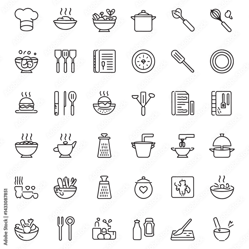 Naklejka premium Food icon collection. Containing meal, restaurant, dishes and fruits icon., Food icon, Restaurant Food and others icon