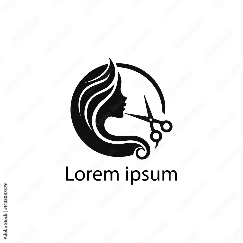 Obraz premium A black woman's hair cut logo design on a white background