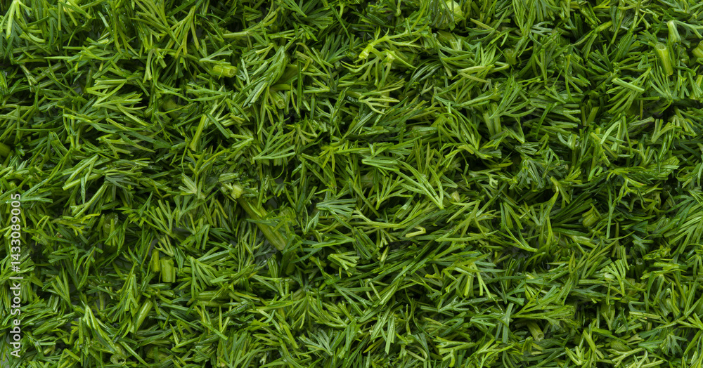 Chopped dill background, top view Chopped dill background, top view