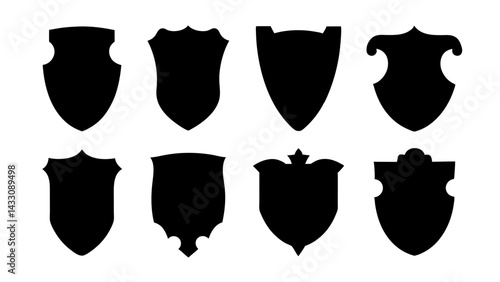 set of shield silhouette vector on tranparent background