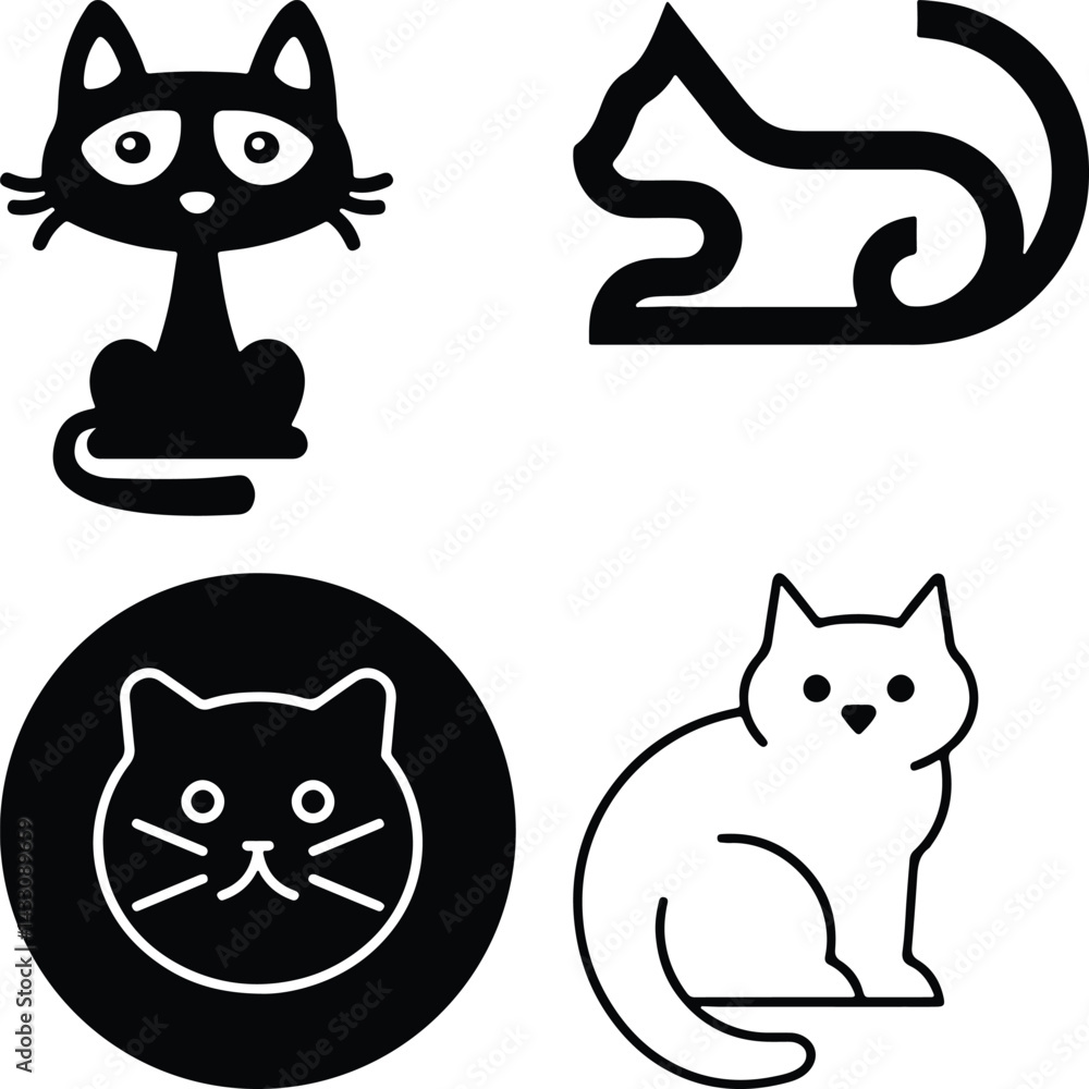 Obraz premium Cat icon bundle simple icon. Vector ICON all icon Viktor