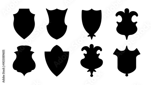 set of shield silhouette vector on tranparent background