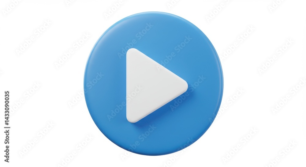 A blue circle with a white play button in the center on a plain white background in a minimalist style A blue circle with a white play button in the center on a plain white background in a minimalist style