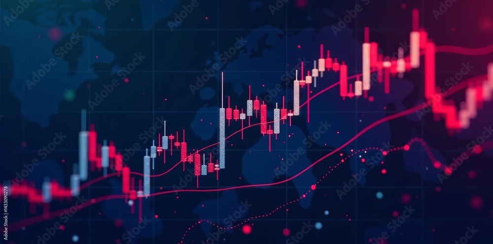 Fototapeta premium Abstract forex trading chart with candlestick patterns, forex, analysis
