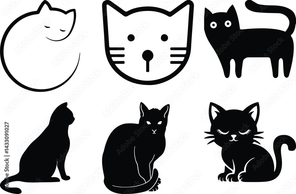 Fototapeta premium Cat icon bundle simple icon. Vector ICON all icon Viktor