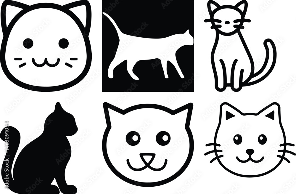 Fototapeta premium Cat icon bundle simple icon. Vector ICON all icon Viktor