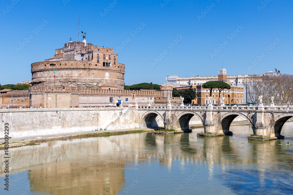 custom made wallpaper toronto digitalHistoric Castel Sant'Angelo with Ponte Sant'Angelo bridge and Tiber river in Rome, Italy