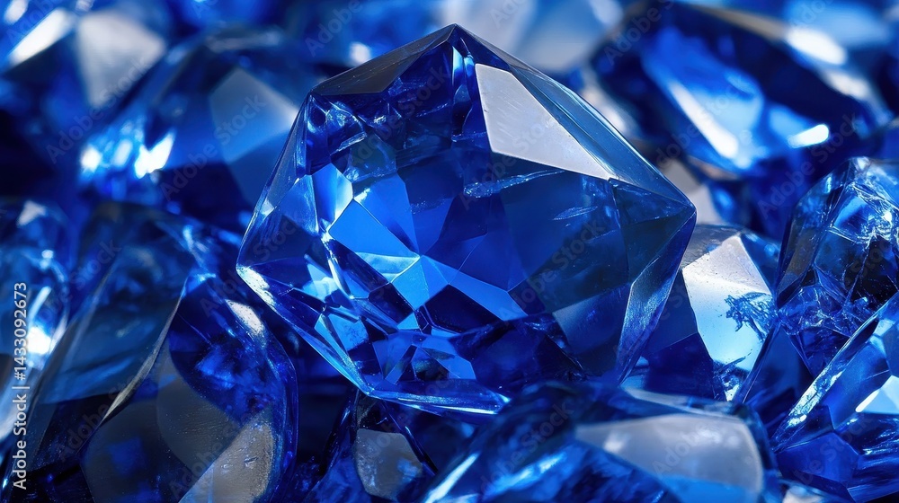 Close-up view of vibrant blue gemstones. Close-up view of vibrant blue gemstones.