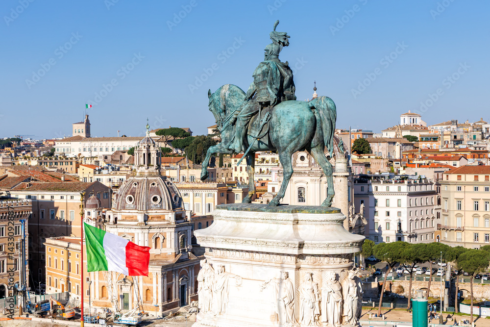 Equestrian statue of Victor Emmanuel II National Monument in Rome, Italy