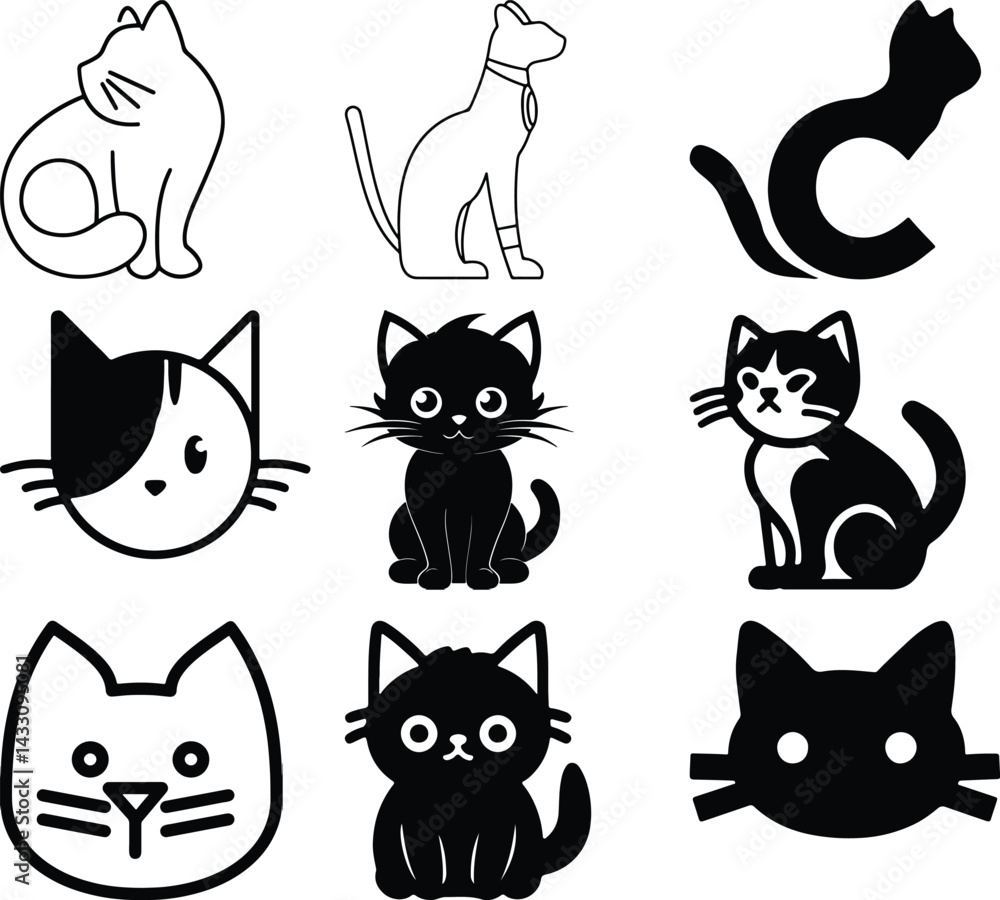 Cat icon bundle simple icon. Vector ICON all icon Viktor Cat icon bundle simple icon. Vector ICON all icon Viktor